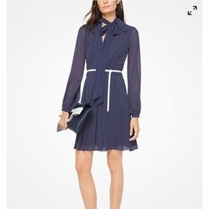 Michael Kors Georgette Tie-Neck Dress
